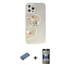 MARSİLYAN™- iPhone 12 Pro Kılıf Eksen Asil Prime - Siyah 34D Hayalet Izgaralı Cam + Shine Kamera Lens Koruma Cam - GD