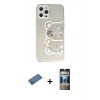 MARSİLYAN™- iPhone 12 Pro Kılıf Eksen Asil Prime - Siyah 34D Hayalet Izgaralı Cam + Shine Kamera Lens Koruma Cam - GD