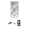 MARSİLYAN™- iPhone 12 Pro Kılıf Eksen Asil Prime - Siyah 34D Hayalet Izgaralı Cam + Turuncu Renkli Kamera Lens Koruma Cam
