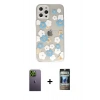 MARSİLYAN™- iPhone 12 Pro Kılıf Eksen Asil Prime - Siyah 34D Hayalet Izgaralı Cam + Neon Fosforlu Kamera Lens - YL