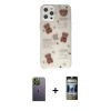 MARSİLYAN™- iPhone 12 Pro Kılıf Eksen Asil Prime - Siyah 34D Hayalet Izgaralı Cam + Neon Fosforlu Kamera Lens - YL