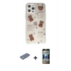 MARSİLYAN™- iPhone 12 Pro Kılıf Eksen Asil Prime - Siyah 34D Hayalet Izgaralı Cam + Renkli Kamera Lens Koruma Cam - YL