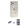 MARSİLYAN™- iPhone 12 Pro Kılıf Eksen Asil Prime - Siyah 34D Hayalet Izgaralı Cam + Renkli Kamera Lens Koruma Cam - YL