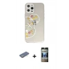 MARSİLYAN™- iPhone 12 Pro Kılıf Eksen Asil Prime - Siyah 34D Hayalet Izgaralı Cam + Renkli Kamera Lens Koruma Cam - YL