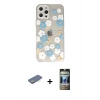 MARSİLYAN™- iPhone 12 Pro Kılıf Eksen Asil Prime - Siyah 34D Hayalet Izgaralı Cam + Renkli Kamera Lens Koruma Cam - YL
