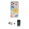 MARSİLYAN™- iPhone 12 Pro Kılıf Eksen Asil Prime - Siyah 360 Mat Full Body Arka Koruyucu + Rainbow Kamera Lens Koruma Cam - GD