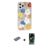 MARSİLYAN™- iPhone 12 Pro Kılıf Eksen Asil Prime - Siyah 360 Mat Full Body Arka Koruyucu + Renkli Kamera Lens Koruma Cam - PE
