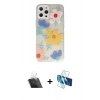 MARSİLYAN™- iPhone 12 Pro Kılıf Eksen Asil Prime - Siyah 3D Antistatik Cam Ekran Koruyucu + Kamera Lens Koruma Cam - SF