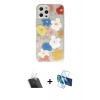 MARSİLYAN™- iPhone 12 Pro Kılıf Eksen Asil Prime - Siyah 3D Antistatik Cam Ekran Koruyucu + Kamera Lens Koruma Cam - SF