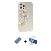 MARSİLYAN™- iPhone 12 Pro Kılıf Eksen Asil Prime - Siyah 3D Antistatik Cam Ekran Koruyucu + Metal Kamera Lens Koruma Cam - AKYL