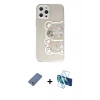MARSİLYAN™- iPhone 12 Pro Kılıf Eksen Asil Prime - Siyah 3D Antistatik Cam Ekran Koruyucu + Metal Kamera Lens Koruma Cam - AKYL