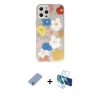 MARSİLYAN™- iPhone 12 Pro Kılıf Eksen Asil Prime - Siyah 3D Antistatik Cam Ekran Koruyucu + Metal Kamera Lens Koruma Cam - KUYL