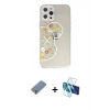 MARSİLYAN™- iPhone 12 Pro Kılıf Eksen Asil Prime - Siyah 3D Antistatik Cam Ekran Koruyucu + Metal Kamera Lens Koruma Cam - GS
