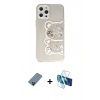MARSİLYAN™- iPhone 12 Pro Kılıf Eksen Asil Prime - Siyah 3D Antistatik Cam Ekran Koruyucu + Metal Kamera Lens Koruma Cam - MI