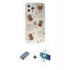 MARSİLYAN™- iPhone 12 Pro Kılıf Eksen Asil Prime - Siyah 3D Antistatik Cam Ekran Koruyucu + Metal Kamera Lens Koruma Cam - GS
