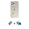MARSİLYAN™- iPhone 12 Pro Kılıf Eksen Asil Prime - Siyah 3D Antistatik Cam Ekran Koruyucu + Metal Kamera Lens Koruma Cam - MI