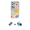 MARSİLYAN™- iPhone 12 Pro Kılıf Eksen Asil Prime - Siyah 3D Antistatik Cam Ekran Koruyucu + Metal Kamera Lens Koruma Cam - AKYL