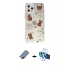 MARSİLYAN™- iPhone 12 Pro Kılıf Eksen Asil Prime - Siyah 3D Antistatik Cam Ekran Koruyucu + Metal Kamera Lens Koruma Cam - MI