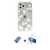 MARSİLYAN™- iPhone 12 Pro Kılıf Eksen Asil Prime - Siyah 3D Antistatik Cam Ekran Koruyucu + Metal Kamera Lens Koruma Cam - MI