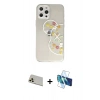 MARSİLYAN™- iPhone 12 Pro Kılıf Eksen Asil Prime - Siyah 3D Antistatik Cam Ekran Koruyucu + Rainbow Kamera Lens Koruma Cam - GD