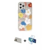 MARSİLYAN™- iPhone 12 Pro Kılıf Eksen Asil Prime - Siyah 3D Antistatik Cam Ekran Koruyucu + Rainbow Kamera Lens Koruma Cam - GD