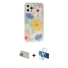 MARSİLYAN™- iPhone 12 Pro Kılıf Eksen Asil Prime - Siyah 3D Antistatik Cam Ekran Koruyucu + Rainbow Kamera Lens Koruma Cam - GD