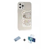 MARSİLYAN™- iPhone 12 Pro Kılıf Eksen Asil Prime - Siyah 3D Antistatik Cam Ekran Koruyucu + Shine Kamera Lens Koruma Cam - MI