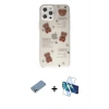 MARSİLYAN™- iPhone 12 Pro Kılıf Eksen Asil Prime - Siyah 3D Antistatik Cam Ekran Koruyucu + Shine Kamera Lens Koruma Cam - GS