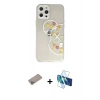 MARSİLYAN™- iPhone 12 Pro Kılıf Eksen Asil Prime - Siyah 3D Antistatik Cam Ekran Koruyucu + Shine Kamera Lens Koruma Cam - SABE