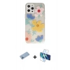 MARSİLYAN™- iPhone 12 Pro Kılıf Eksen Asil Prime - Siyah 3D Antistatik Cam Ekran Koruyucu + Shine Kamera Lens Koruma Cam - MI