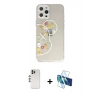 MARSİLYAN™- iPhone 12 Pro Kılıf Eksen Asil Prime - Siyah 3D Antistatik Cam Ekran Koruyucu + Shine Kamera Lens - GS