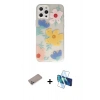 MARSİLYAN™- iPhone 12 Pro Kılıf Eksen Asil Prime - Siyah 3D Antistatik Cam Ekran Koruyucu + Shine Kamera Lens Koruma Cam - SABE