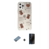 MARSİLYAN™- iPhone 12 Pro Kılıf Eksen Asil Prime - Siyah 3D Antistatik Hayalet Cam Ekran Koruyucu + Shine Kamera Lens Koruma Cam - GI