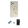 MARSİLYAN™- iPhone 12 Pro Kılıf Eksen Asil Prime - Siyah 3D Antistatik Hayalet Cam Ekran Koruyucu + Shine Kamera Lens Koruma Cam - GI