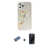 MARSİLYAN™- iPhone 12 Pro Kılıf Eksen Asil Prime - Siyah 3D Antistatik Hayalet Cam Ekran Koruyucu + Shine Kamera Lens Koruma Cam - GD