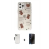 MARSİLYAN™- iPhone 12 Pro Kılıf Eksen Asil Prime - Siyah 3D Antistatik Hayalet Cam Ekran Koruyucu + Shine Kamera Lens - GS