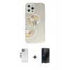 MARSİLYAN™- iPhone 12 Pro Kılıf Eksen Asil Prime - Siyah 3D Antistatik Hayalet Cam Ekran Koruyucu + Shine Kamera Lens - GS