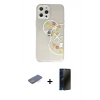MARSİLYAN™- iPhone 12 Pro Kılıf Eksen Asil Prime - Siyah 3D Antistatik Hayalet Cam Ekran Koruyucu + Renkli Kamera Lens Koruma Cam - MI