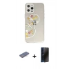 MARSİLYAN™- iPhone 12 Pro Kılıf Eksen Asil Prime - Siyah 3D Antistatik Hayalet Cam Ekran Koruyucu + Renkli Kamera Lens Koruma Cam - MI