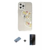 MARSİLYAN™- iPhone 12 Pro Kılıf Eksen Asil Prime - Siyah 3D Antistatik Hayalet Cam Ekran Koruyucu + Shine Kamera Lens Koruma Cam - PE