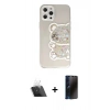 MARSİLYAN™- iPhone 12 Pro Kılıf Eksen Asil Prime - Siyah 3D Antistatik Hayalet Cam Ekran Koruyucu + Kamera Lens Koruma Cam - SF