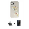 MARSİLYAN™- iPhone 12 Pro Kılıf Eksen Asil Prime - Siyah 3D Antistatik Hayalet Cam Ekran Koruyucu + Kamera Lens Koruma Cam - SF