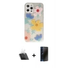 MARSİLYAN™- iPhone 12 Pro Kılıf Eksen Asil Prime - Siyah 3D Antistatik Hayalet Cam Ekran Koruyucu + Kamera Lens Koruma Cam - SF