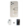 MARSİLYAN™- iPhone 12 Pro Kılıf Eksen Asil Prime - Siyah 3D Antistatik Hayalet Cam Ekran Koruyucu + Shine Kamera Lens - MI