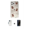 MARSİLYAN™- iPhone 12 Pro Kılıf Eksen Asil Prime - Siyah 3D Antistatik Hayalet Cam Ekran Koruyucu + Shine Kamera Lens - MI