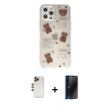 MARSİLYAN™- iPhone 12 Pro Kılıf Eksen Asil Prime - Siyah 3D Antistatik Hayalet Cam Ekran Koruyucu + Shine Kamera Lens - GD