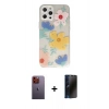 MARSİLYAN™- iPhone 12 Pro Kılıf Eksen Asil Prime - Siyah 3D Antistatik Hayalet Cam Ekran Koruyucu + Neon Fosforlu Kamera Lens - TU