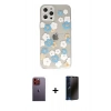 MARSİLYAN™- iPhone 12 Pro Kılıf Eksen Asil Prime - Siyah 3D Antistatik Hayalet Cam Ekran Koruyucu + Neon Fosforlu Kamera Lens - TU