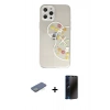 MARSİLYAN™- iPhone 12 Pro Kılıf Eksen Asil Prime - Siyah 3D Antistatik Hayalet Cam Ekran Koruyucu + Renkli Kamera Lens Koruma Cam - YL