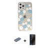 MARSİLYAN™- iPhone 12 Pro Kılıf Eksen Asil Prime - Siyah 3D Antistatik Hayalet Cam Ekran Koruyucu + Renkli Kamera Lens Koruma Cam - YL